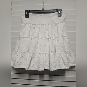 Pre-owned Clean American Eagle Elegant White Eyelet Skirt Sz L